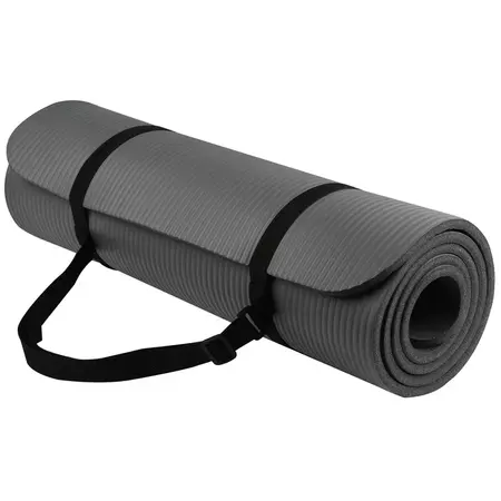 BalanceFrom All-Purpose 1/2 In., High Density Foam Exercise Yoga Mat Anti-Tear with Carrying Strap, Gray - Walmart.com
