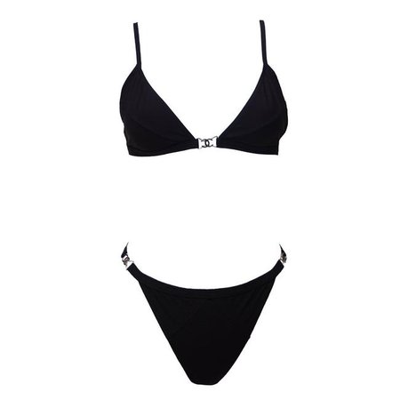 *clipped by @luci-her* Chanel Black Bikini Set Size 8 (M) - Tradesy