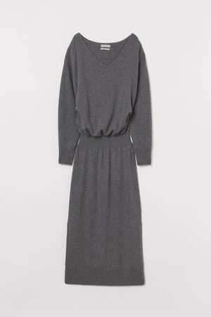 Fine-knit Cashmere Dress - Gray