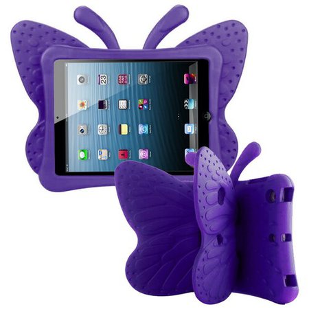 Kids Friendly Butterfly Shock Proof Case with Adjustable Wings for iPad Mini - Purple - HD Accessory