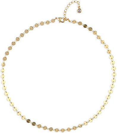 Amazon.com: Fettero Dainty 14K Gold Filled Sequin Choker Handmade Boho Disc Coin Chain Necklace: Gateway