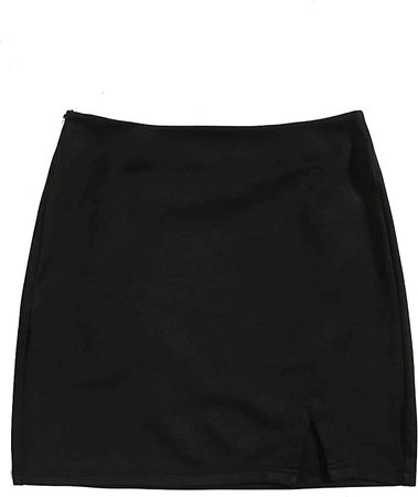 Amazon.com: Verdusa Women's Split Hem Zipper Side Bodycon Mini Skirt Black S : Clothing, Shoes & Jewelry