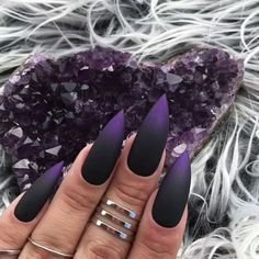 black to purple ombre stiletto nails
