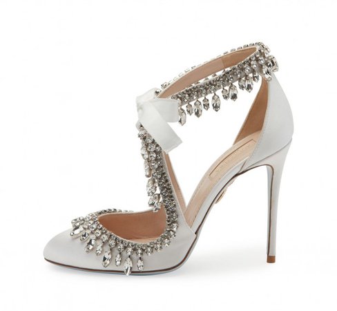 Aquazzura Stella Jeweled Bridal 105mm Pump, White – Shoes Post