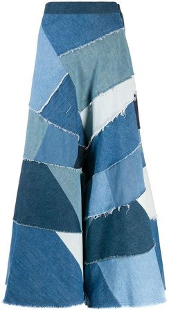 patchwork denim skirt