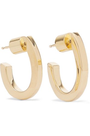 Jennifer Fisher | Square Huggies gold-plated hoop earrings | NET-A-PORTER.COM