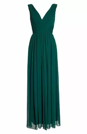Dessy Collection Surplice Ruched Chiffon Gown | Nordstrom