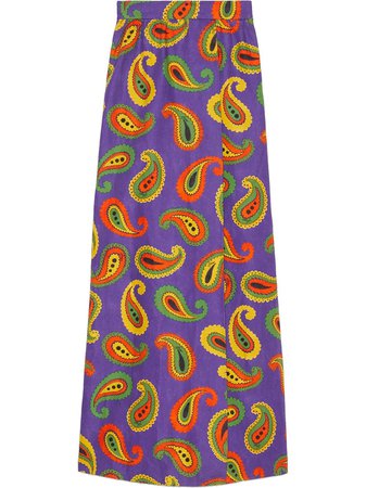 Gucci paisley-print floor-length skirt purple & yellow 647314ZAGIK - Farfetch