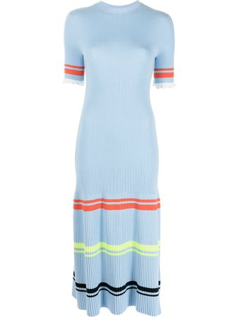 Shop black Victoria Victoria Beckham striped ribbed-knit dress with Express Delivery - Farfetch