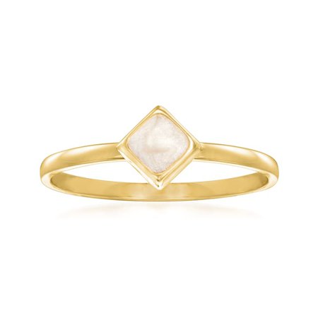 Ross-Simons 14kt Yellow Gold and Cream Enamel Square Ring