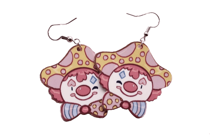 pastel mushroom clown earrings