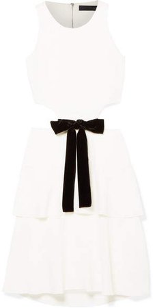 Tiered Cutout Crepe Mini Dress - Ivory