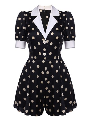Black 1950s Polka Dots Pockets Romper – Retro Stage - Chic Vintage Dresses and Accessories