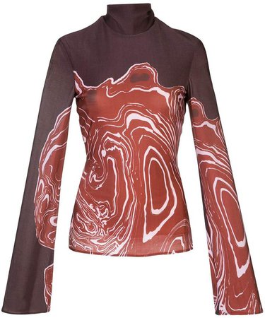 abstract-print roll-neck top