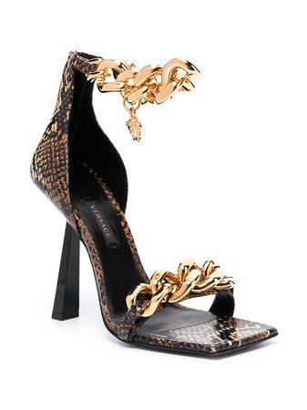 Shop brown Versace Medusa chain 120mm sandals with Express Delivery - Farfetch