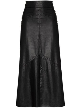 black leather maxi skirt