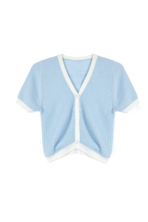 LightSkyBlue Crop Blue Contrast Cardigan | J.ING Women's Sweaters