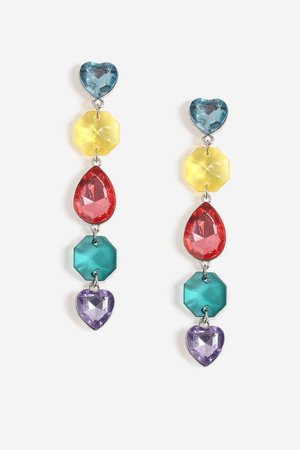 **Multi Heart and Stone Drop Earrings - Topshop USA