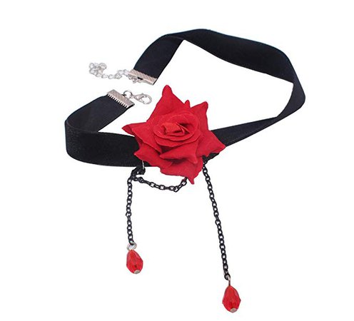 Amazon.com : 1 Pcs Retro Rose Collarbone Chain Clavicle Necklace Collar Ornament Perfect Gifts for Lady (Red) (Black) : Pet Supplies