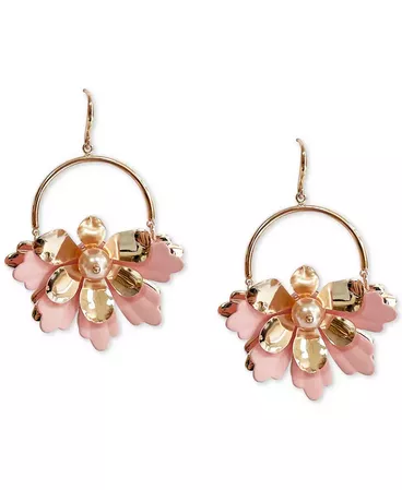 INC International Concepts Rose Gold-Tone Hoop & Imitation Pearl 3D Flower Drop Earrings, Created for Macy's & Reviews - Earrings - Jewelry & Watches - Macy's