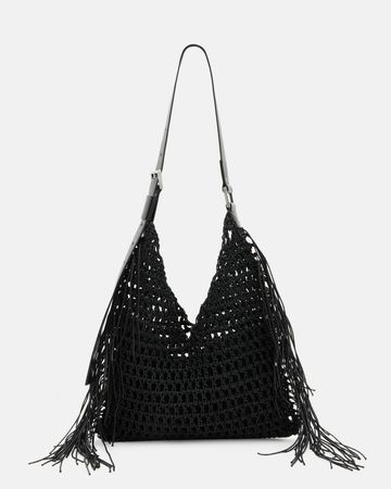 Sabine Crochet Shoulder Bag Black | ALLSAINTS US