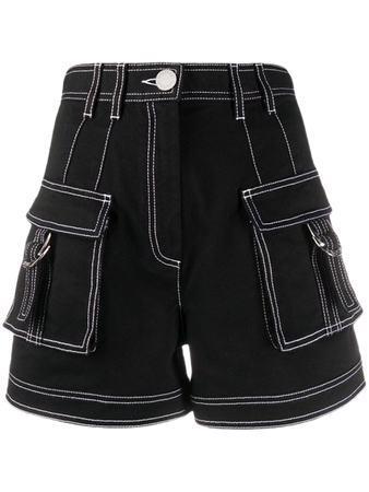 [undeadjoyf] contrast stitch black cargo shorts