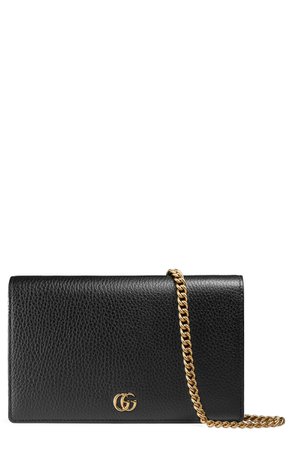 Gucci Petite Marmont Leather Wallet on a Chain | Nordstrom