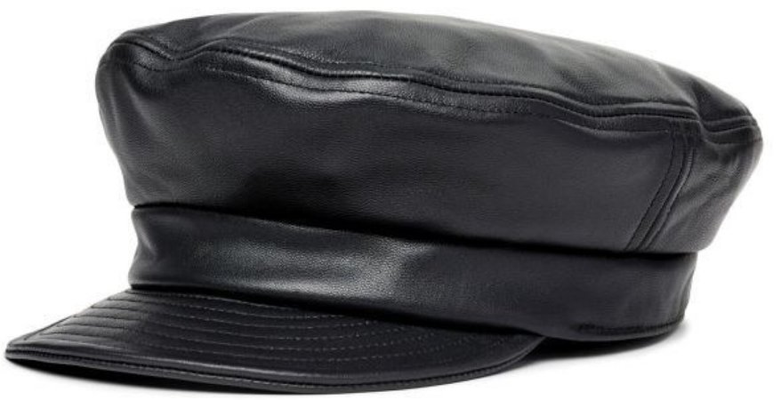 black leather fiddler hat