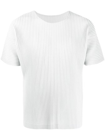 Shop Homme Plissé Issey Miyake pleated short-sleeve top with Express Delivery - Farfetch