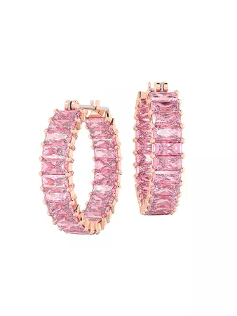 Swarovski Matrix Rose-Goldtone & Crystal Inside-Out Hoop Earrings