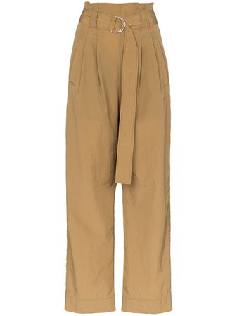 GANNI Belted high-waisted Trousers - Farfetch