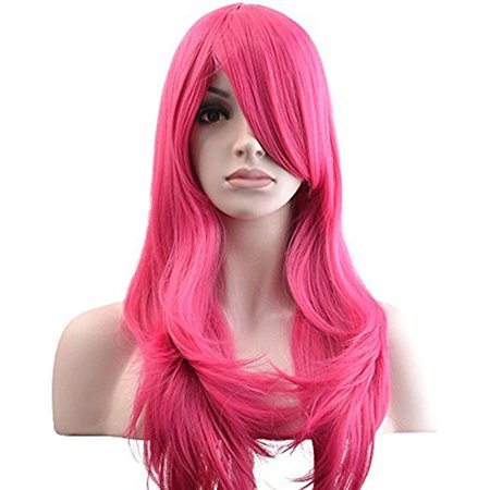 YOPO 28" Wig Long Big Wavy Hair Women Cosplay Party Costume Wig(Rose)