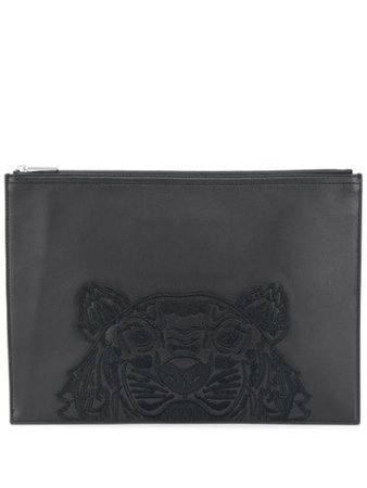 Kenzo Tiger Embroidered Zipped Clutch - Farfetch
