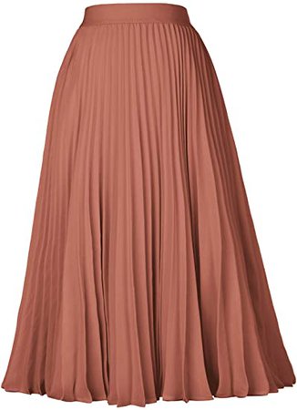 GRACE KARIN Women High Elastic Waist Pleated Chiffon Skirt Midi Swing A-line Skirts at Amazon Women’s Clothing store