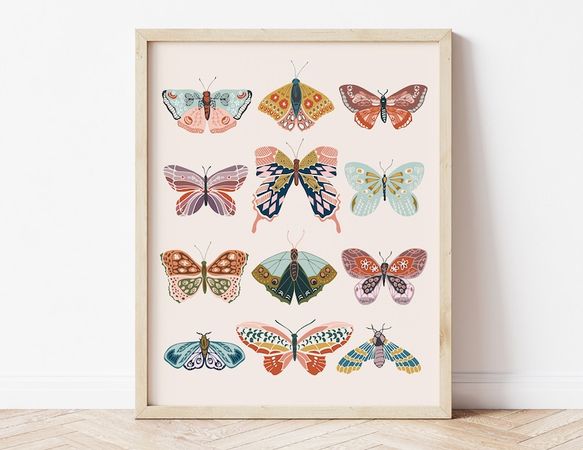 Boho Butterflies Printable Art Digital Print Girl's - Etsy