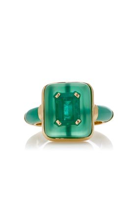 Alix 18k Yellow Gold Emerald, Agate Ring By Sauer | Moda Operandi