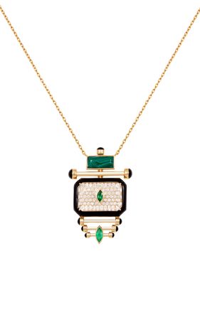 The Qabila Moment 18k Yellow Gold Diamond, Emerald Necklace By L'atelier Nawbar | Moda Operandi