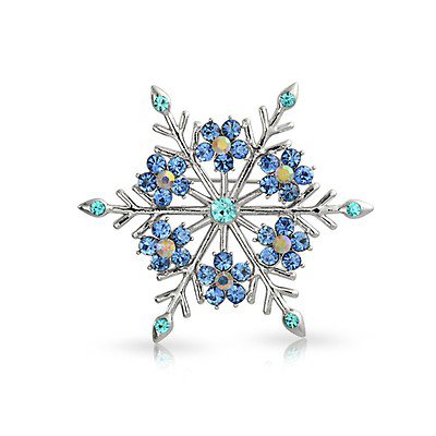 Sapphire Color and Blue Topaz Color CZ Snowflake Clip On Earrings