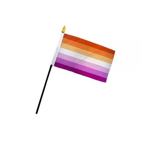 Lesbian Sunset 4x6in Stick Flag | Flags Importer | LGBT Rainbow Hand Held Flag
