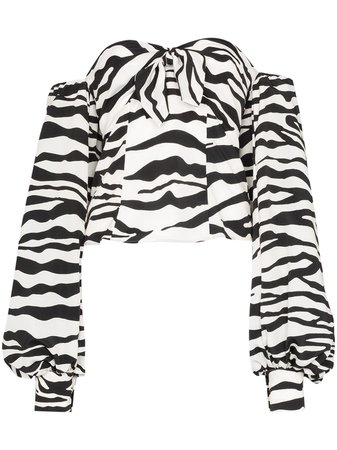 The Attico Zebra Print Pouf-Sleeve Blouse Ss20 | Farfetch.com