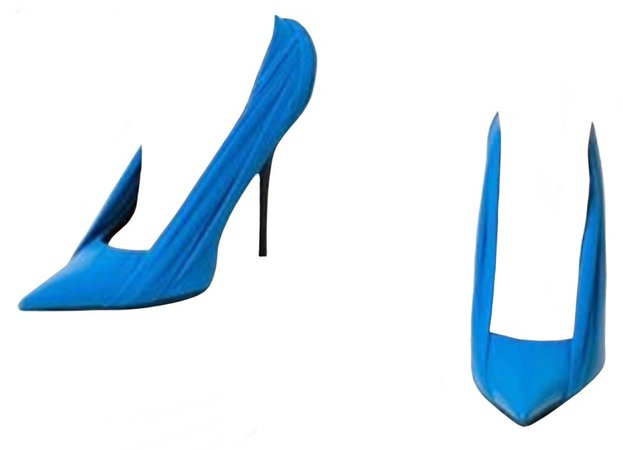 BALENCIAGA Blue Knife Draped Heels