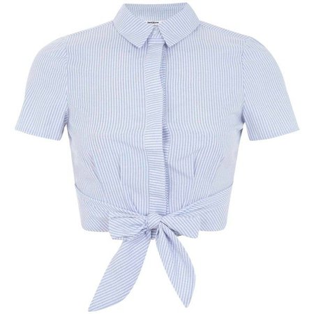 Miss Selfridge Petite Tie Front Striped Shirt