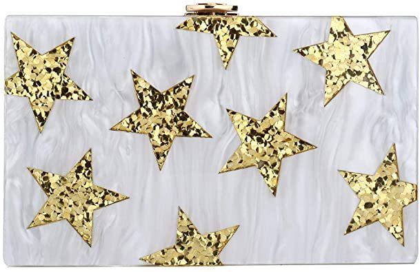 Vistatroy Acrylic Clutch Purses Envelop Star Pattern Designer Handbags Evening Bag for Women Lady (White): Handbags: Amazon.com