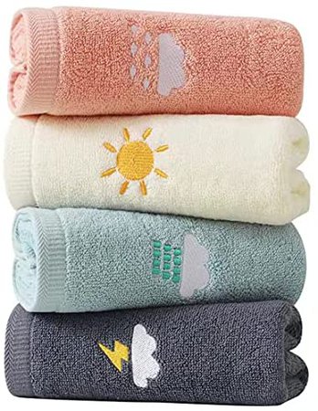 Amazon.com: RUIBOLU Hand Towels for Bathroom Set 4 Piece, 100percent Cotton Bath Towel , Face Soft Highly Absorbent Adults and Children Kitchen, 14x29 Inch (Pink White Blue Gray) : Home & Kitchen