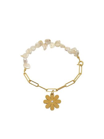 Ugly pearl and daisy bracelet | W Concept