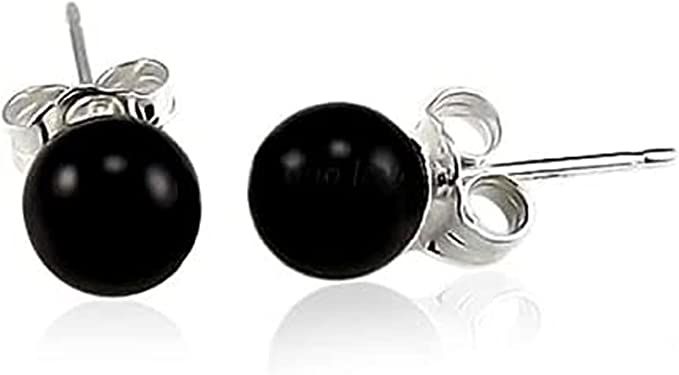 Amazon.com: BQfife Sterling Silver Round Black Onyx Stud Earrings in 6mm100% Hypoallergenic Jewelry: Clothing, Shoes & Jewelry