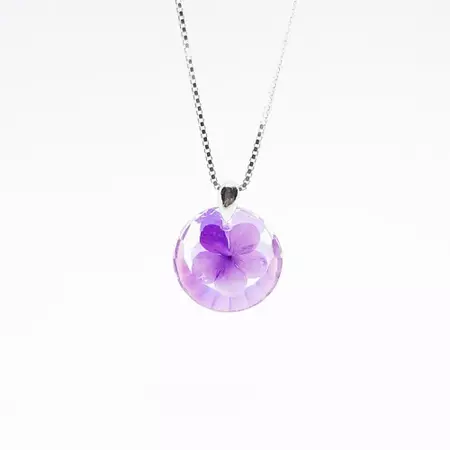 Snowball Viburnum Flower Necklace Purple | Asha Jewelry