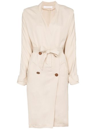 Neutral See By Chloé Collarless Double-Breasted Trench Coat | Farfetch.com