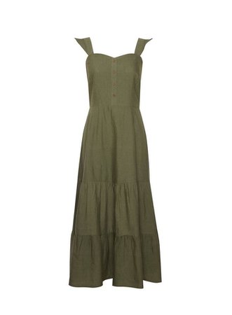 Khaki Frill Sleeve Midi Dress | Dorothy Perkins