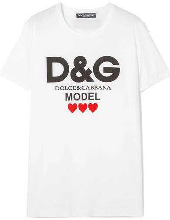 Dolce & Gabbana Printed Cotton-jersey T-shirt - White